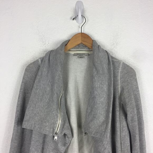 Allsaints Mila Dahlia Sweatshirt Cardigan Size XS Grey Oversized Knit Emo Grunge - Picture 4 of 14